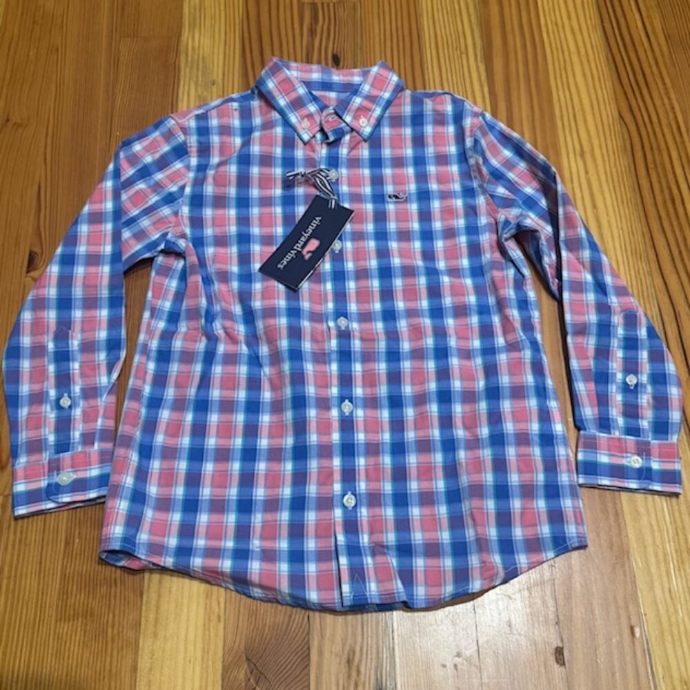 NWT Vinyard Vines Check Collared Shirt, Boys Size 6